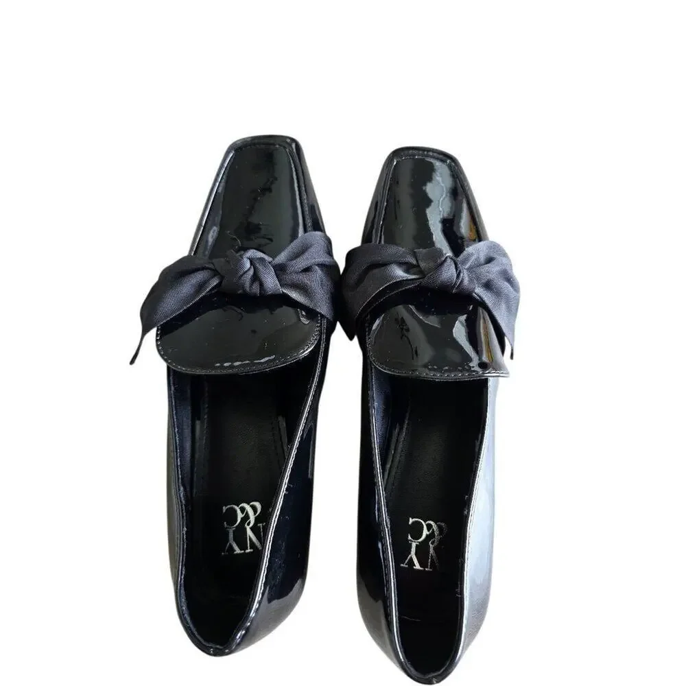 New York Company Loafer Size‎ 8 Black Faux Patent Leather NEW